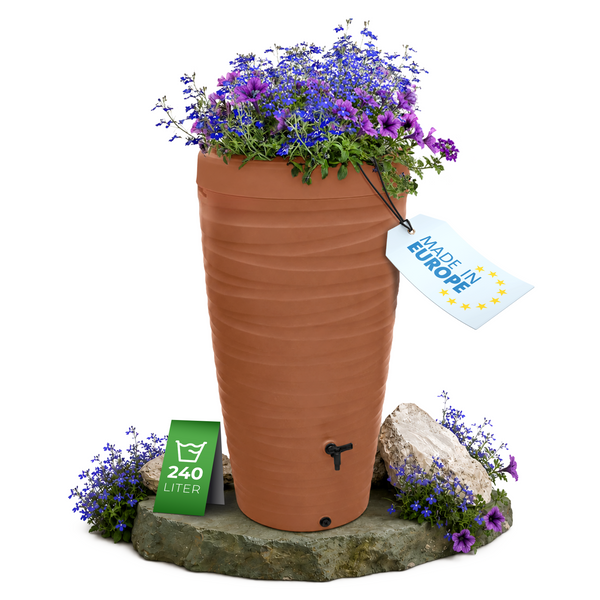 Regentonne 240 Liter – YourCasa Wave-Design mit Auslaufhahn