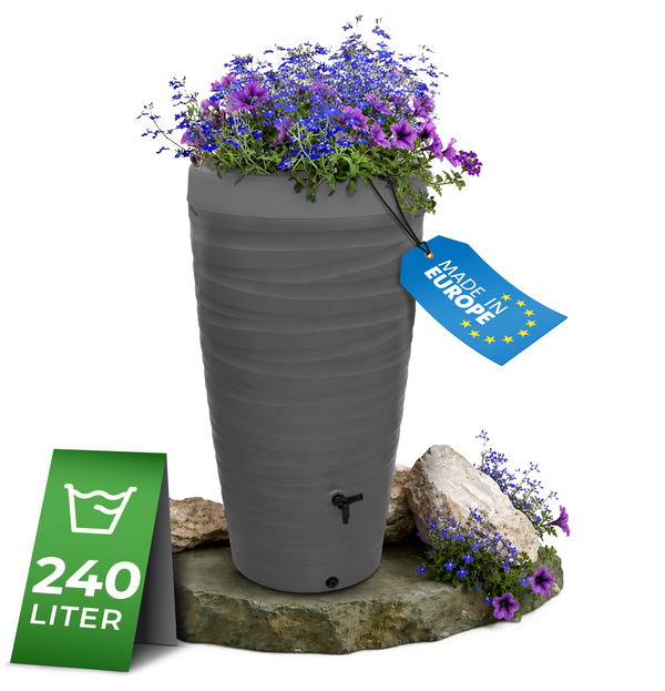 Regentonne 240 Liter – YourCasa Wave-Design mit Auslaufhahn