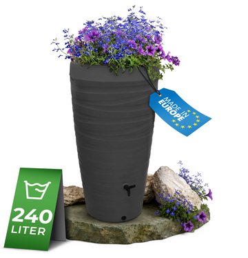 Regentonne 240 Liter – YourCasa Wave-Design mit Auslaufhahn