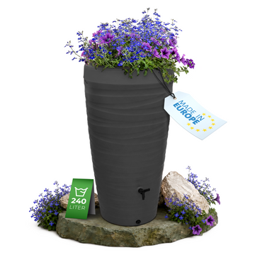 Regentonne 240 Liter – YourCasa Wave-Design mit Auslaufhahn