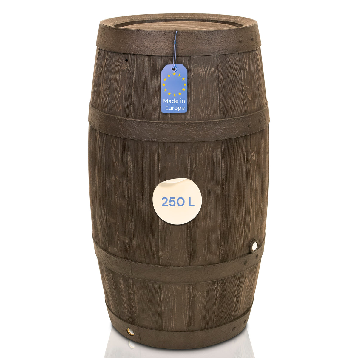 Regentonne Timber: 250 Liter in Holzfassoptik Set