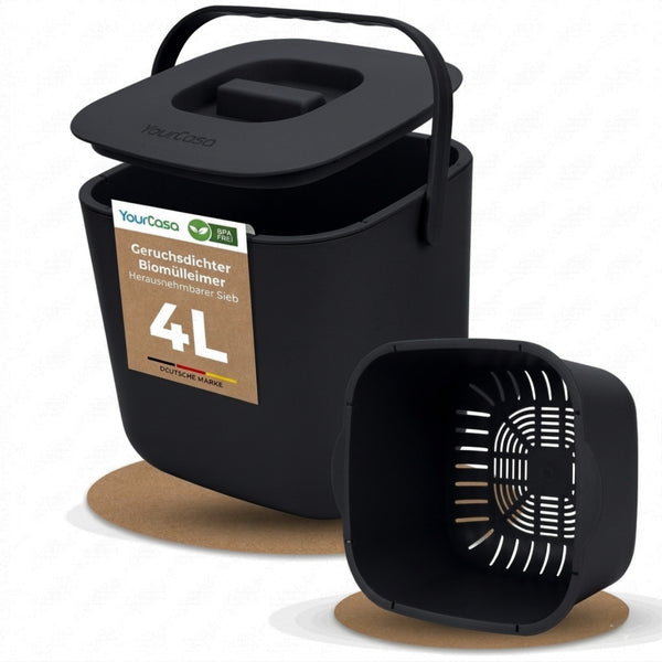 YourCasa® Organic Waste Bin Kitchen 4L - Dishwasher safe &amp; odor-proof