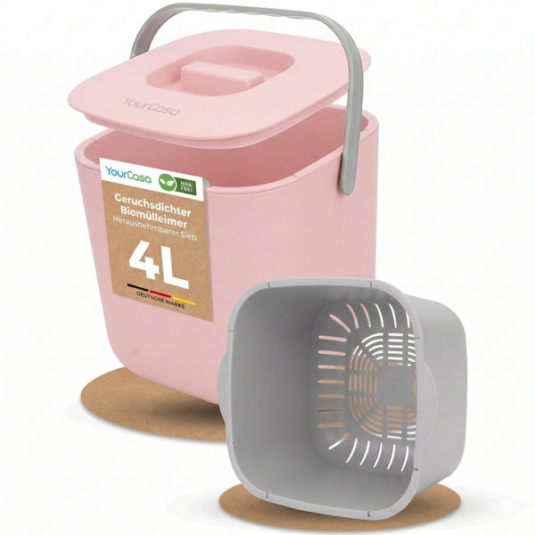 YourCasa® Organic Waste Bin Kitchen 4L - Dishwasher safe &amp; odor-proof