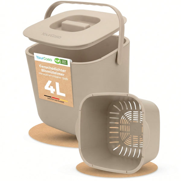 YourCasa® Organic Waste Bin Kitchen 4L - Dishwasher safe &amp; odor-proof
