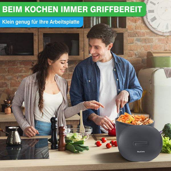 YourCasa® Biomülleimer Küche 6L - Spülmaschinenfest & geruchsdicht + Innensieb