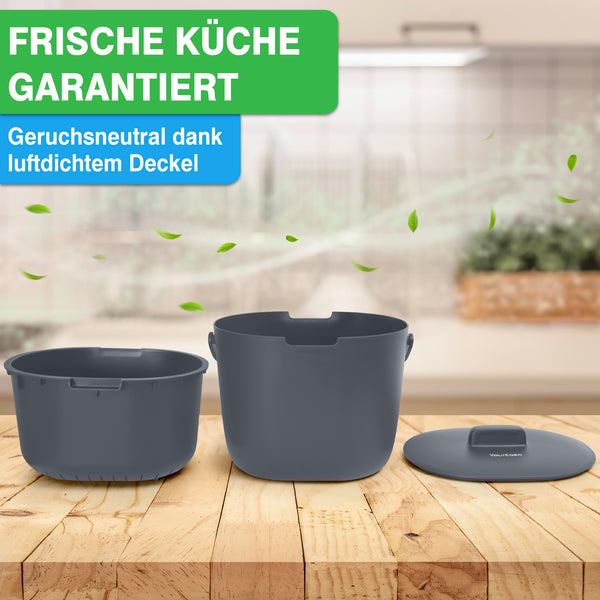 YourCasa® Biomülleimer Küche 6L - Spülmaschinenfest & geruchsdicht + Innensieb