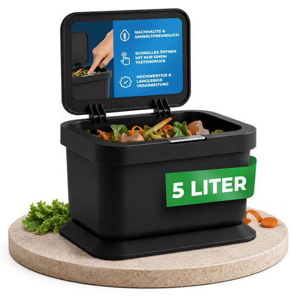 Bioabfalleimer 5L mit Einhand-Pushdeckel – geruchsdicht & rutschfest