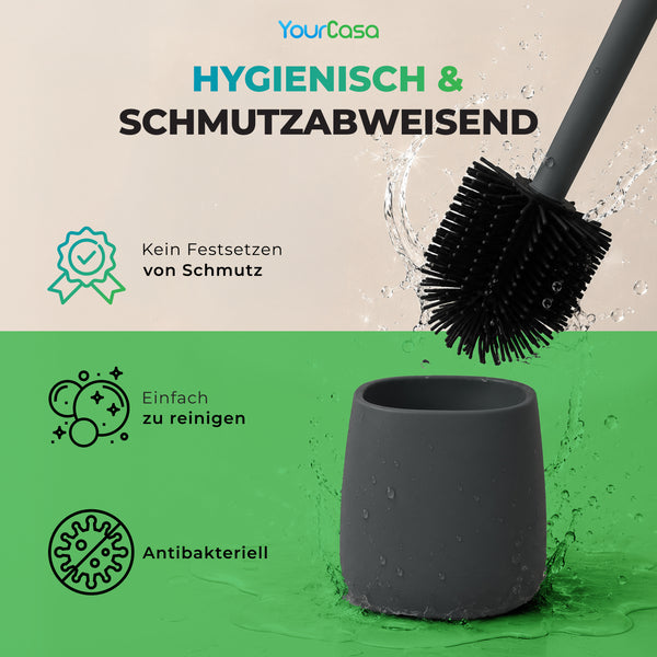 Toilettenbürstenhalter mit Wassertropfen, Silikonbürste hygienisch und schmutzabweisend