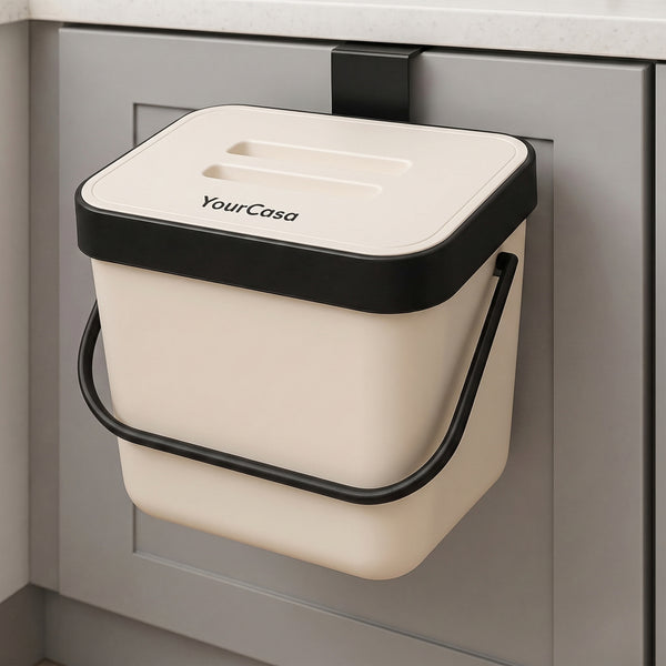 YourCasa® 7L organic waste bin with holder and sieve for kitchen - odor-proof &amp; dishwasher-safe