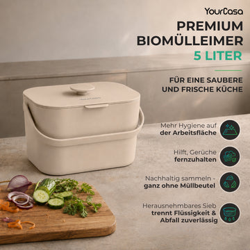 YourCasa® Organic Waste Bin Kitchen 4L - Dishwasher safe &amp; odor-proof