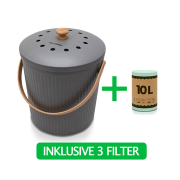 YourCasa® Komposteimer Küche - 6L - für alltäglichen Biomüll - abwaschbar - Biomülleimer Küche - nachhaltiger Bio Mülleimer mit Deckel & Filter + 80 biologische abbaubarer Müllbeutel