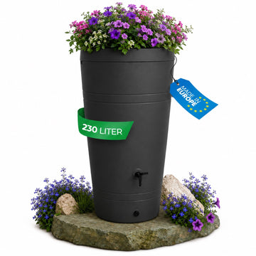 Decore Regentonne 230 Liter – Bepflanzbar | Mit Wasserhahn | Frostsicher