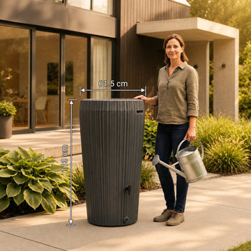 YourCasa EcoVase Regentonne 210 Liter – Bepflanzbar | Mit Wasserhahn | Frostsicher
