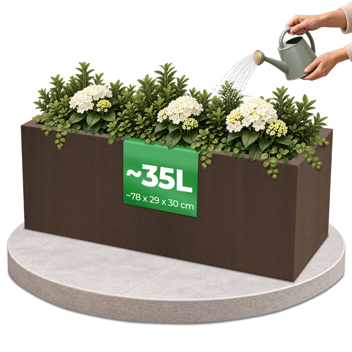 YourCasa Cubla Pflanzkübel rechteckig Corten, 35 Liter, 78 × 29 × 30 cm