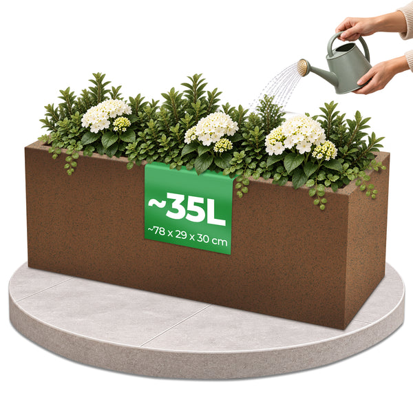 YourCasa Cubla Pflanzkübel rechteckig Rust in Rostoptik, 35 Liter, 78 × 29 × 30 cm