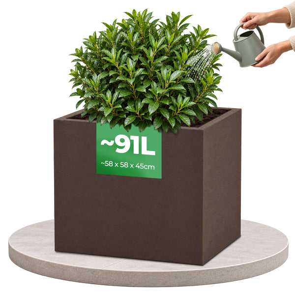 YourCasa Cubla Pflanzkübel groß quadratisch Corten, 91 Liter, 58 × 58 × 45 cm, mit Strauch