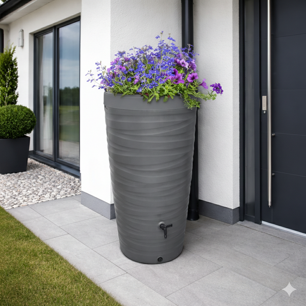 Regentonne 240 Liter – modernes Wave-Design trifft nachhaltige Regenwassernutzung