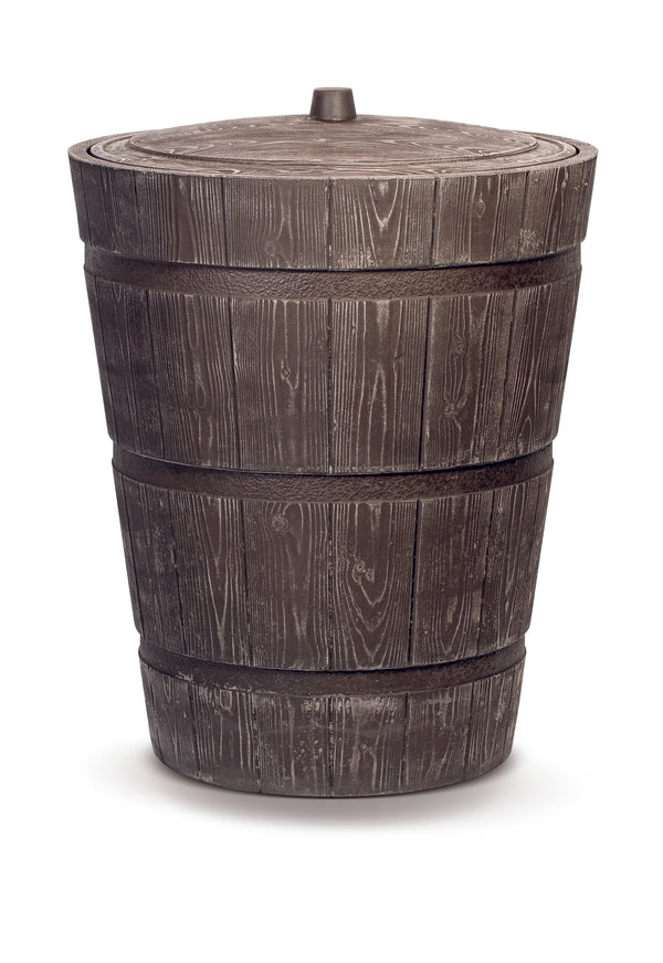 YourCasa Regentonne 275 Liter [Woodrain] mit Deckel - Regenfass aus Kunststoff in Holzoptik