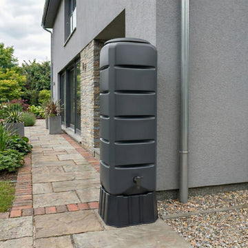 YourCasa Regentonne [Tower] 120L mit Standfuss, Deckel & Wasserhahn