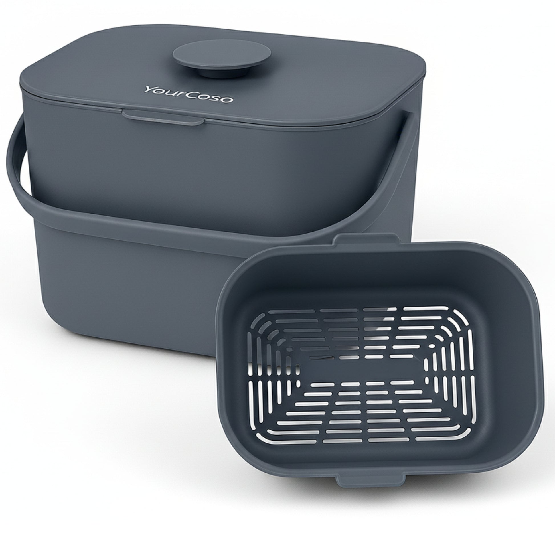 YourCasa Küchenabfallbehälter 5 Liter in Schwarz – modernes, kompaktes Design mit dicht schließendem Deckel
