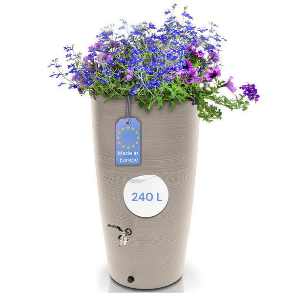 YourCasa Regentonne 240 Liter [Aquasplash] Messing Wasserhahn & Deckel