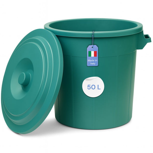 YourCasa Mülltonne 50L-70L - Mülleimer mit Deckel - Tonne mit Trageriffen für Garten