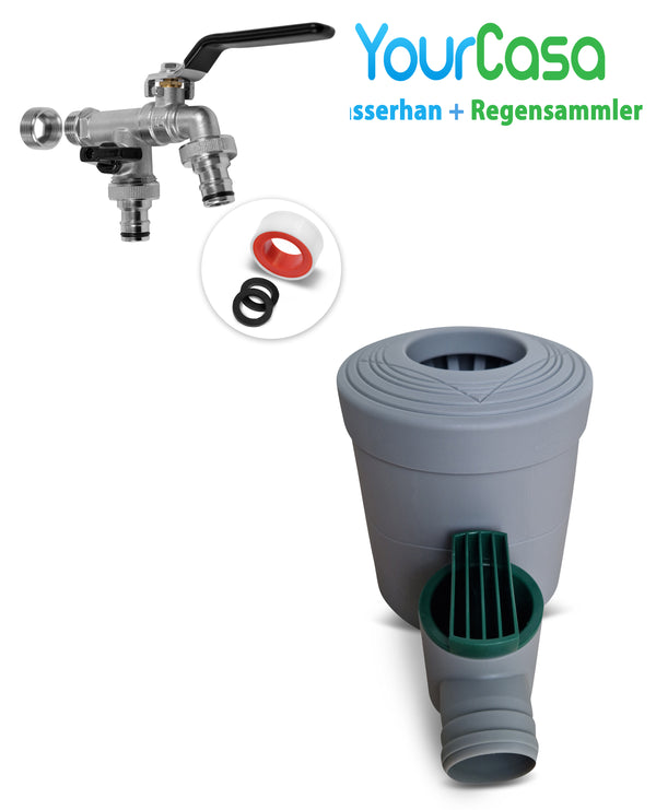 Regentonne mit Wasserumlenker, YourCasa® Regensammler [Downpipe50] und Zubehör zur Regenwassersammlung von yourcasa-de.