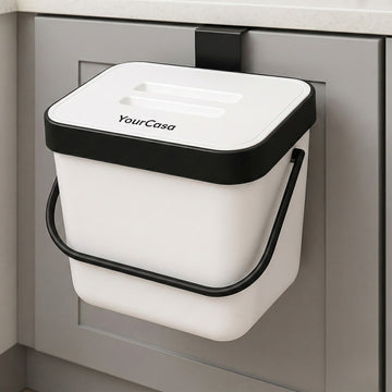 YourCasa® 7L Biomülleimer mit Halterung und Sieb für Küche - Geruchsdicht & Spülmaschinenfest