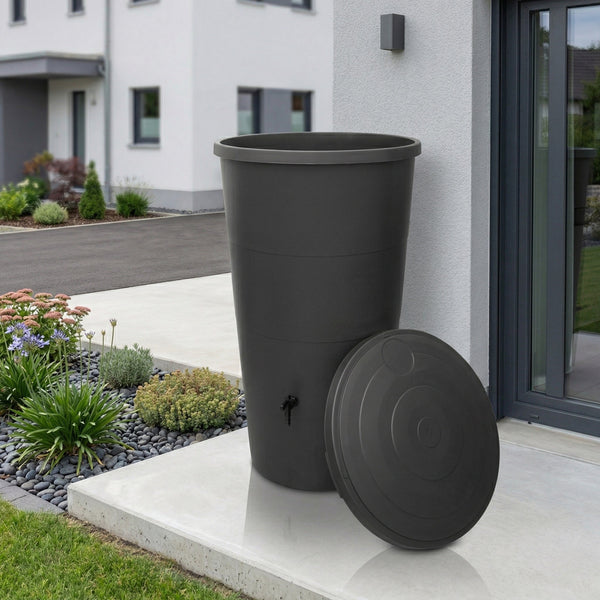 Regentonne mit Fallrohr Anschluss Set – 80, 160 oder 200 Liter Komplettlösung