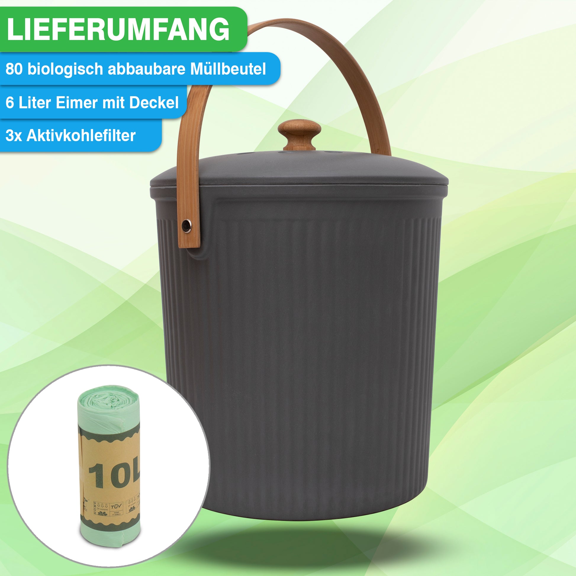 6L Komposteimer mit Filter - Nachhaltig
