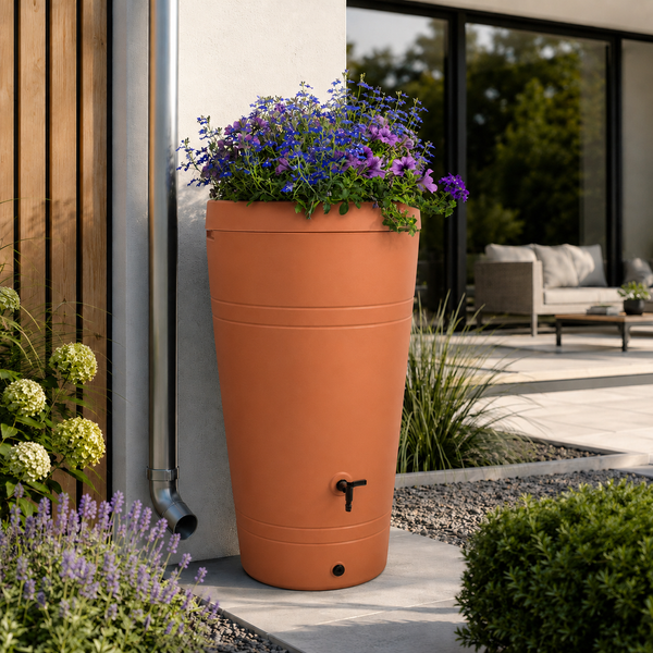 Decore Regentonne 230 Liter – Bepflanzbar | Mit Wasserhahn | Frostsicher