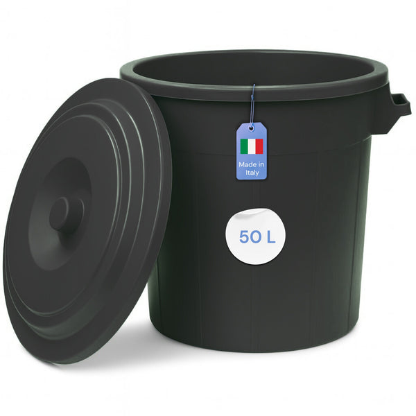 YourCasa Mülltonne 50L-70L - Mülleimer mit Deckel - Tonne mit Trageriffen für Garten
