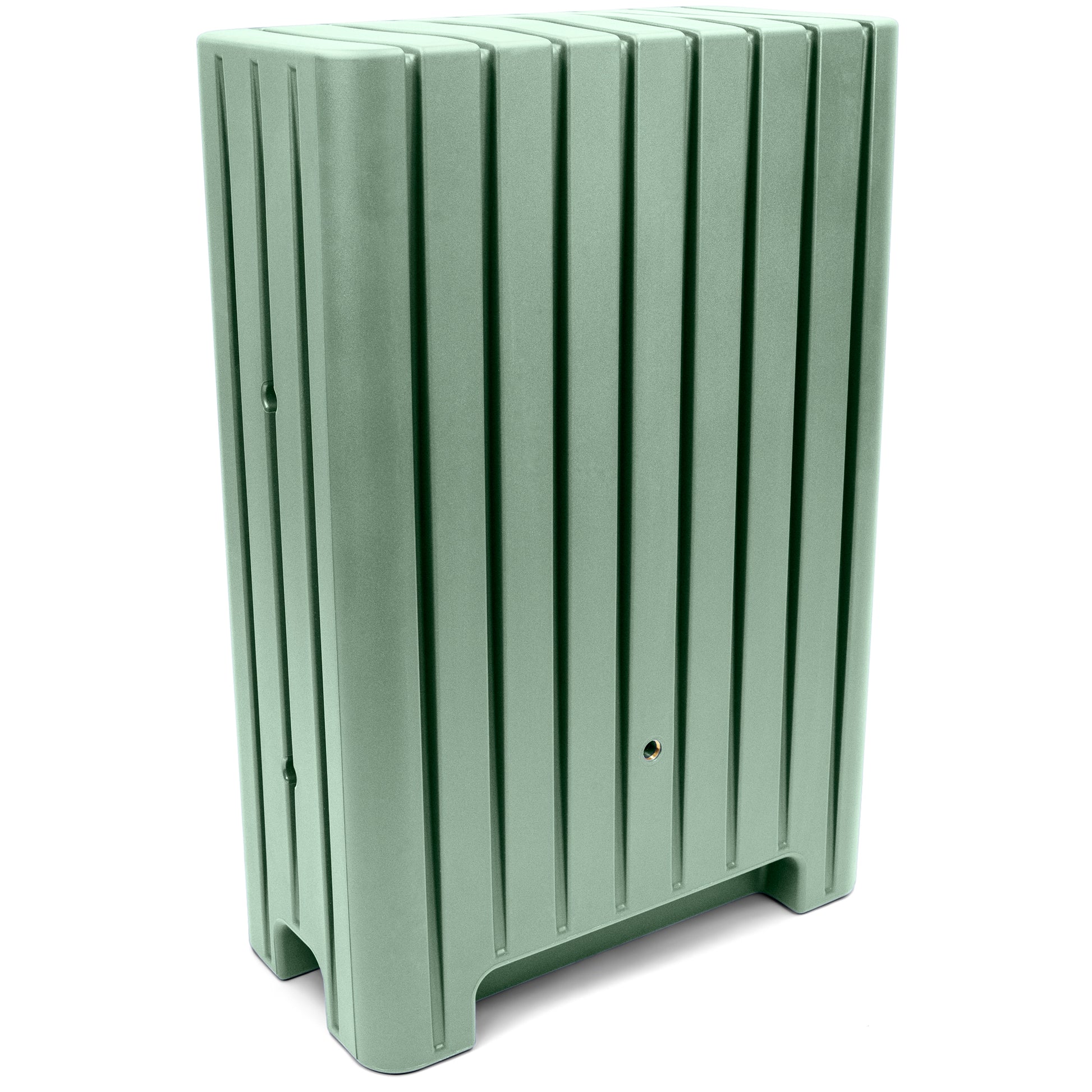 Grüner Metall-Elektrokasten mit einer YourCasa Regentonne 280 Liter [UrbanElegance] - Frostsicher & UV-beständig.