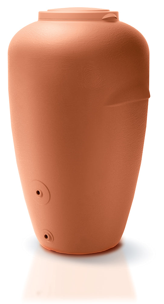 Terrakotta-Kompostbehälter mit zwei sichtbaren Lüftungsöffnungen und Regentonne 210/360/440 Liter – Amphore Design von yourcasa-de.